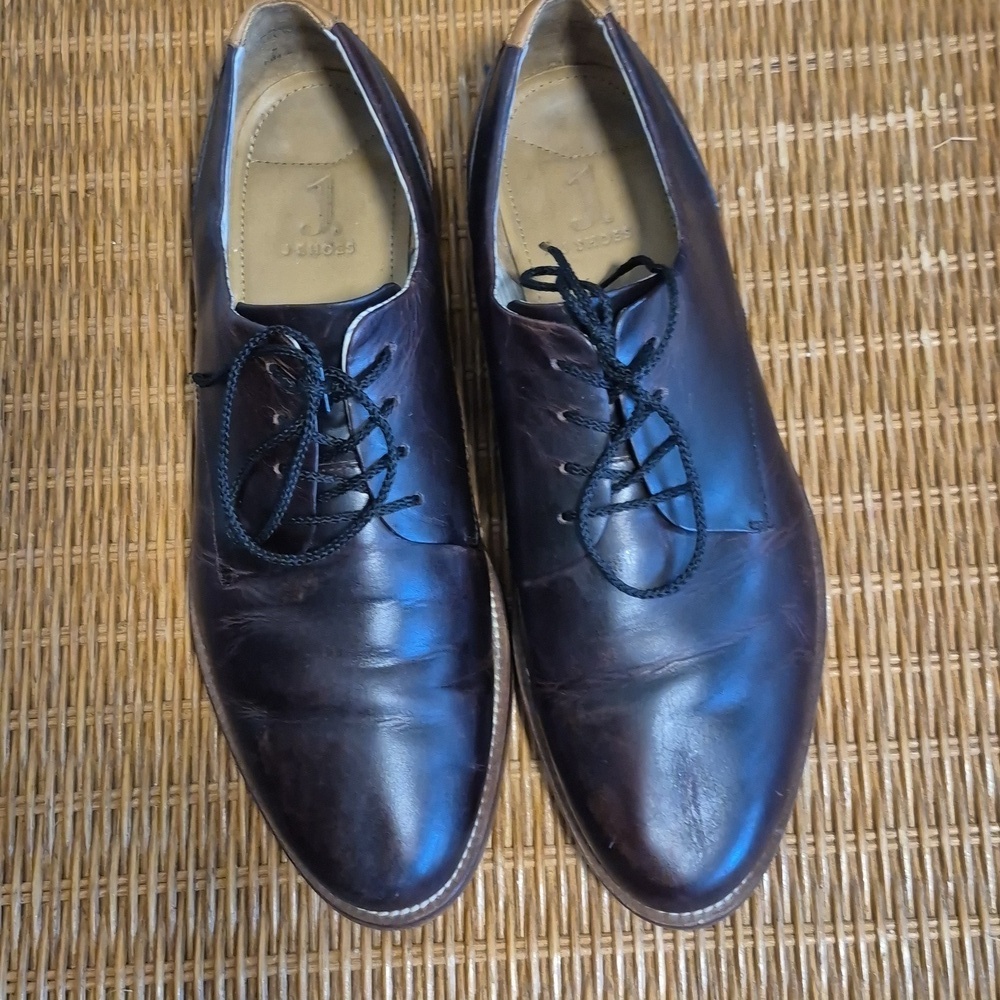 J Shoes Handcrafted Mens William Brown Leather Oxfords Dress Shoes Sz 11.5